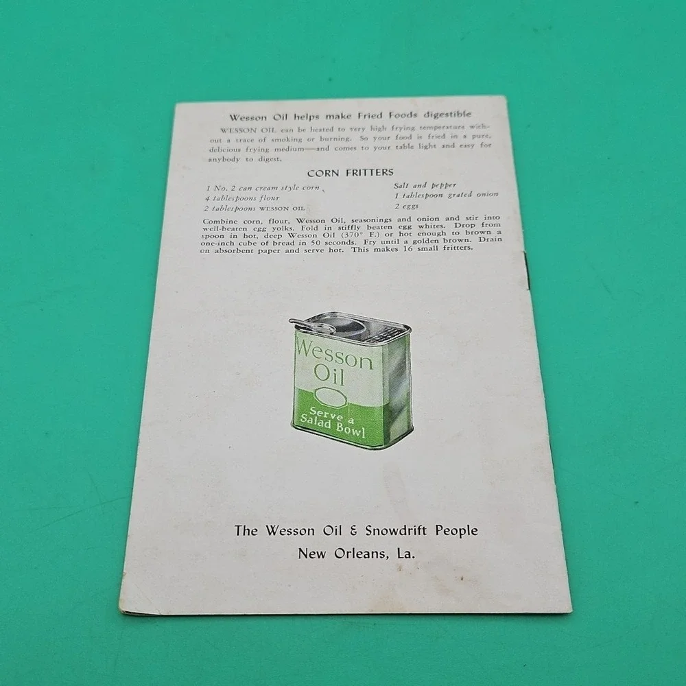 Vintage 1940's The Wesson Salad Bowl Advertising Salad Bar Recipe Pamphlet‎
